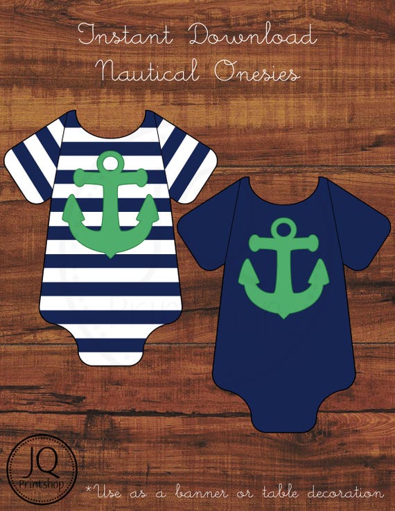 Printable Anchor Onesie Nautical Theme Baby Shower Nautical Etsy