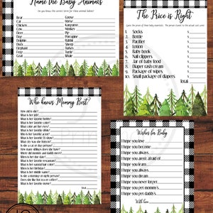 Printable Baby Shower Games Black and White Buffalo Plaid | Etsy