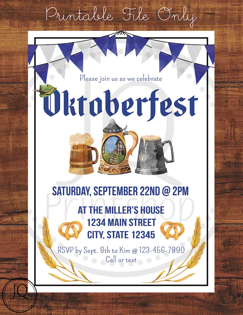 Printable Oktoberfest Invitation Beer Festival Beer Party Etsy