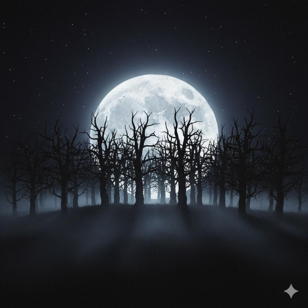 Mystical Full Moon – Dark Forest Poster | Black Night Sky | Gothic Moon ...