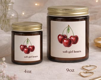 Vela de cereza "Horas de Chica Suave" / Vela romántica de San Valentín / Decoración estética acogedora