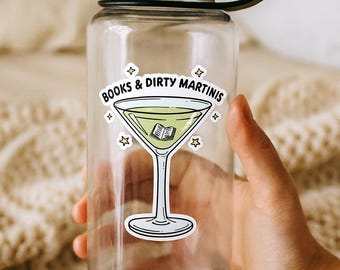 Pegatina de Books & Dirty Martinis / Calcomanía troquelada de Book Lover Martini