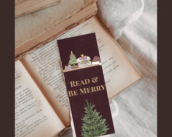 Marcapáginas "Lee y sé feliz Navidad" / Regalo acogedor para amantes de los libros (Descarga digital)