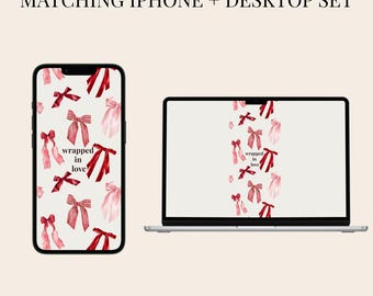 Conjunto de fondos de pantalla "Envuelto en amor" / iPhone + Escritorio Estética de San Valentín