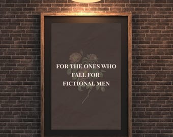 Para quienes se enamoran de hombres ficticios / Arte de pared para amantes de los libros melancólicos / Descarga digital