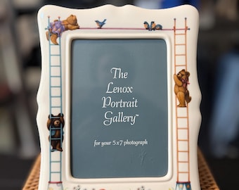 Vintage Lenox China Bears 5x7 Picture Frame Heirloom Collection Teddy Bear Nursery Made in USA