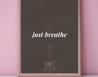 Arte con velas "Solo respira" / Impresión conmemorativa minimalista (Descarga digital)