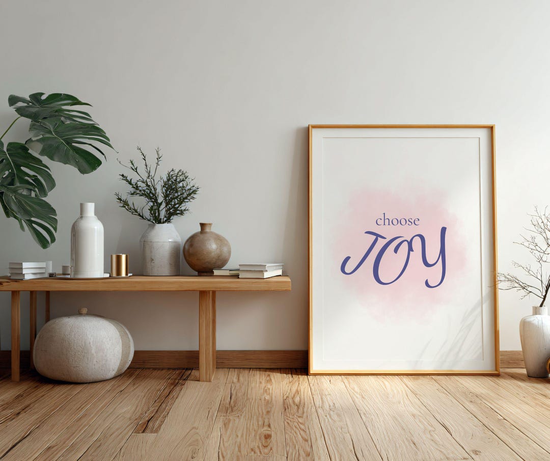 Choose Joy Wall Art Printable, Watercolor Typography Poster, Minimalist