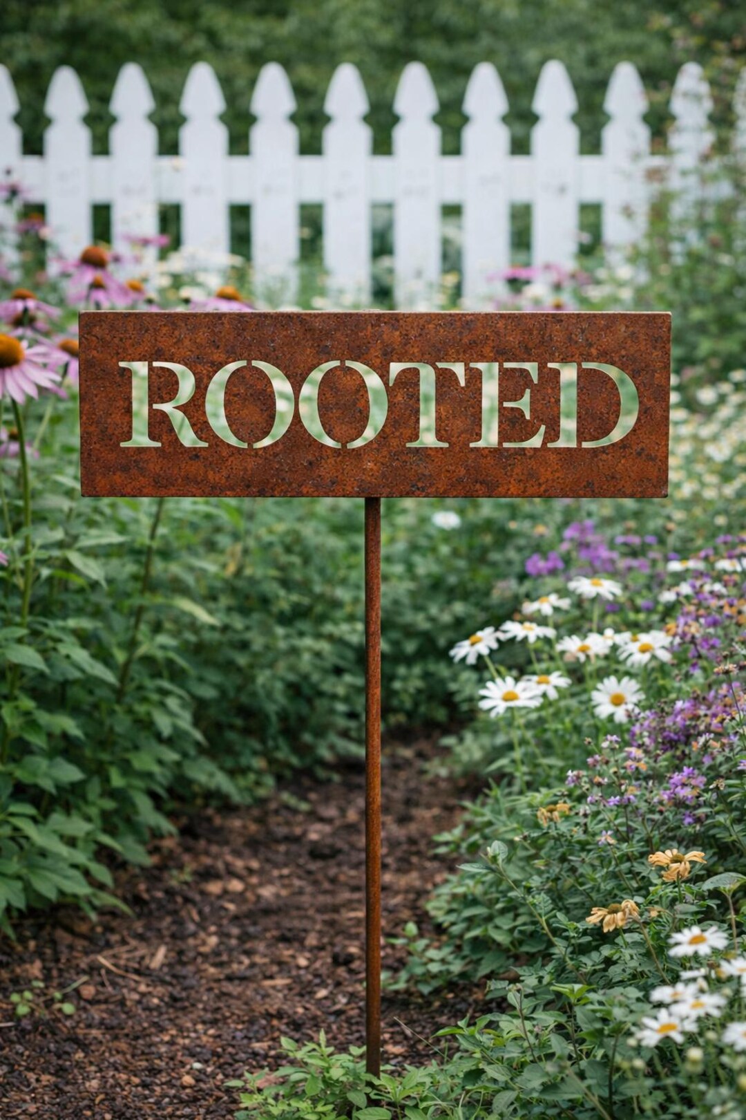 Rooted Sign Rooted Metal Garden Marker Sign | Handmade Steel Plaque Stake - Etsy