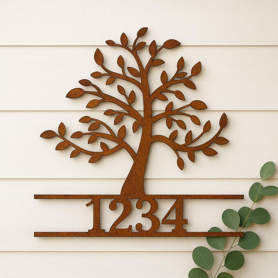 Tree Address Custom Tree of Life Address Sign | Personalized Metal House Number ...