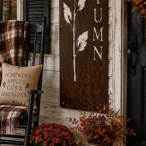 Autumn Sunflower Porch Leaner | Fall Metal Welcome Sign | Rustic Farmhouse Sunflower Decor | Harvest Porch Sign | Autumn Entryway Decor