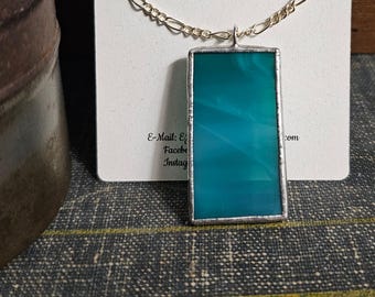 Simple Turquoise Stained Glass Pendant Necklace