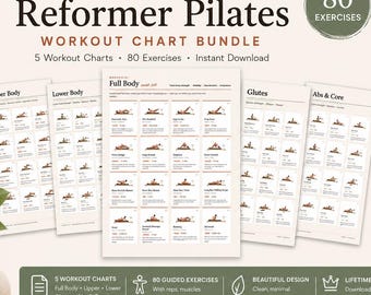 Reformer Pilates Workout Chart Bundle | 80 Exercises, 5 Charts (PDF)