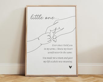 Little One Emotional Nursery Poster Nursery, Ever Since I Held You Quote Minimal Holding Hands Line Art Baby Room Decor, New Mom Gift