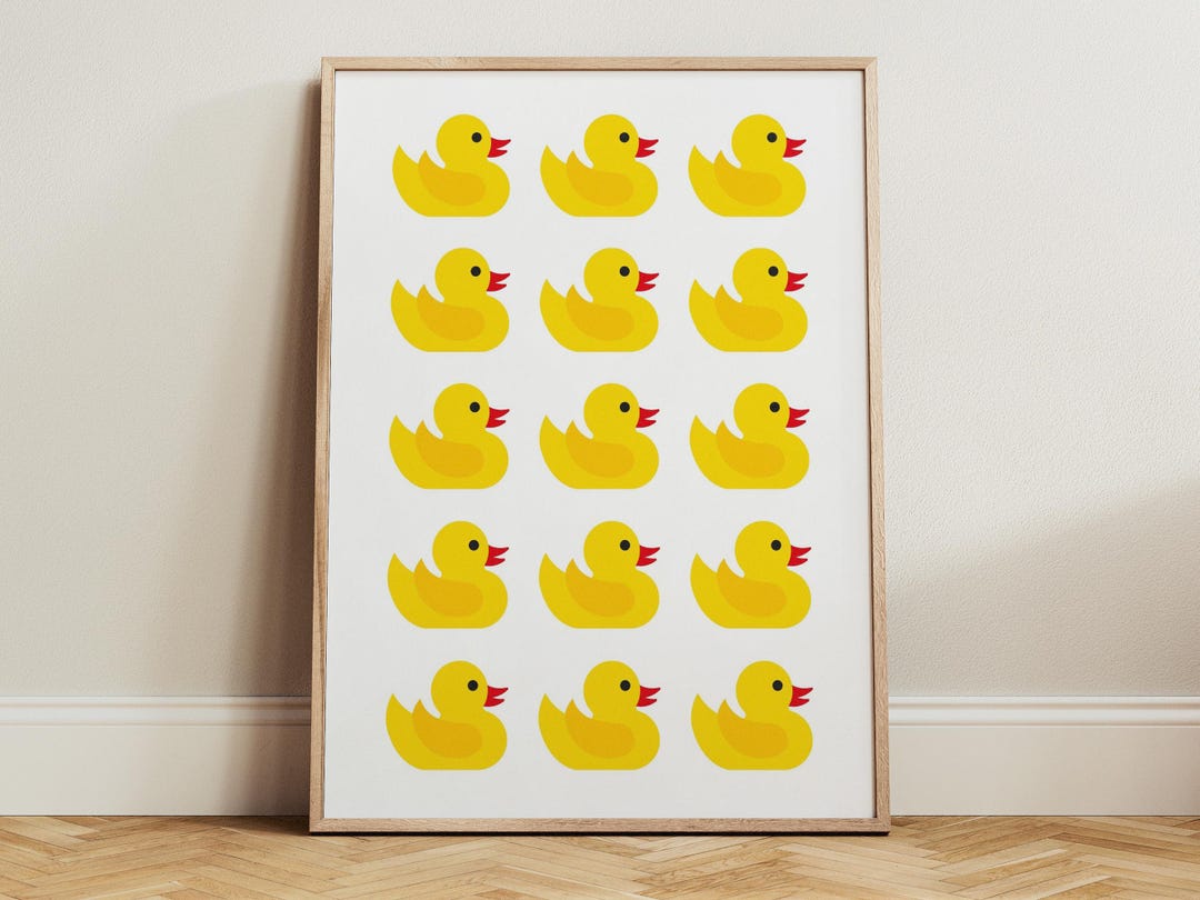 Yellow Rubber Duck Wall Art Poster, Cute Bathroom Print, Fun Minimal ...