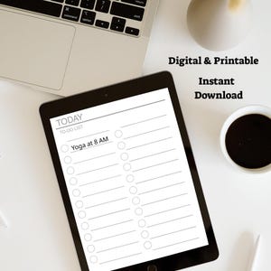 Minimalistisk daglig checklista - ADHD-uppgiftsplanerare, arbete och hem (PDF-nedladdning A4/Letter-storlek)