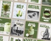 50 Matcha Instagram Feed Template | Editable Carousel Canva Template | Social Media Manager (Digital Download)