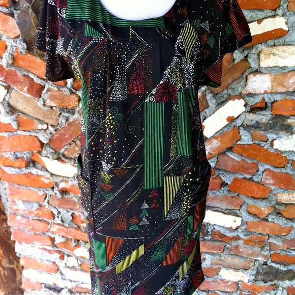 1960's Funky Print Shift Dress