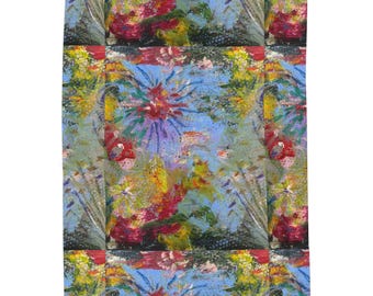 Abstract Floral Painting Velveteen Plush Blanket | Colorful Garden Art Throw