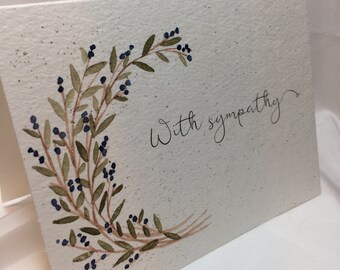 OOAK Leaves and Blueberries Garland Sympathy Card