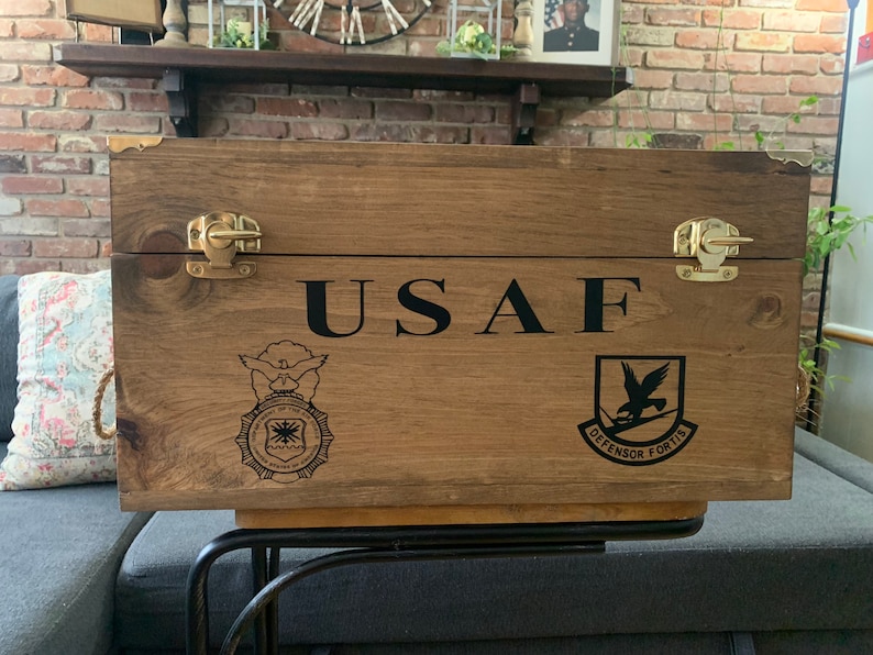 24 Military Chest and Shadow Box Tray, with Flag Display on Lid image 1