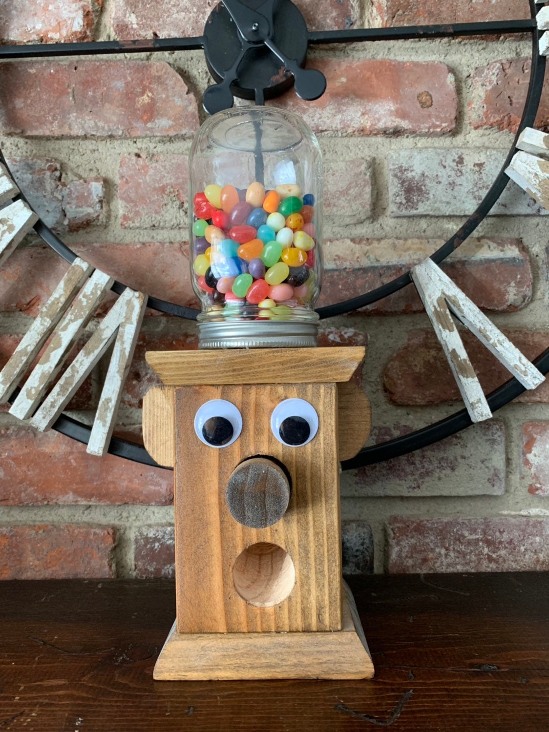 Wooden Candy Dispenser with Mason Jar Etsy