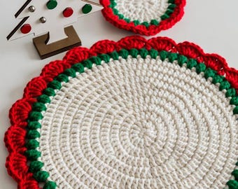 Holiday Table Décor – Christmas Coaster and Placemat Crochet Pattern (PDF)