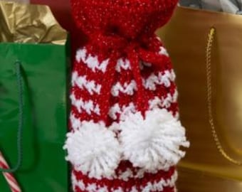 Bottle Bag Crochet Pattern | Holiday Gift Bag, Instant PDF Download
