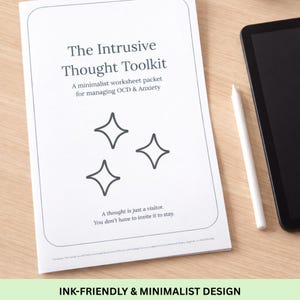 Intrusive Thoughts Toolkit | Printable OCD and Anxiety Coping Worksheets | Digital Download