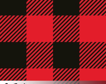Buffalo Plaid Seamless Pattern SVG | Classic Red & Black Plaid Repeating Checkered Background