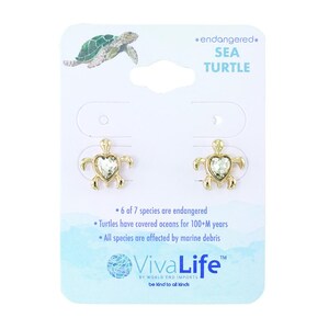 Crystal Heart Turtle Stud Earrings