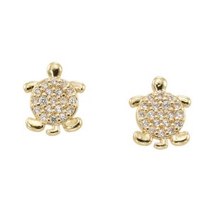 Crystal Turtle Stud Earrings