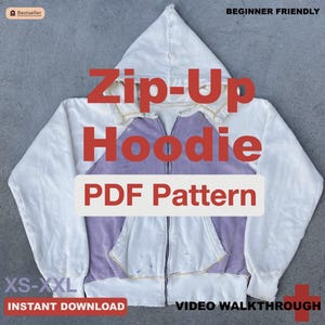 1950s Raglan Zip Up Hoodie Sewing Pattern | XS-XXL (PDF Pattern, Video Tutorial)