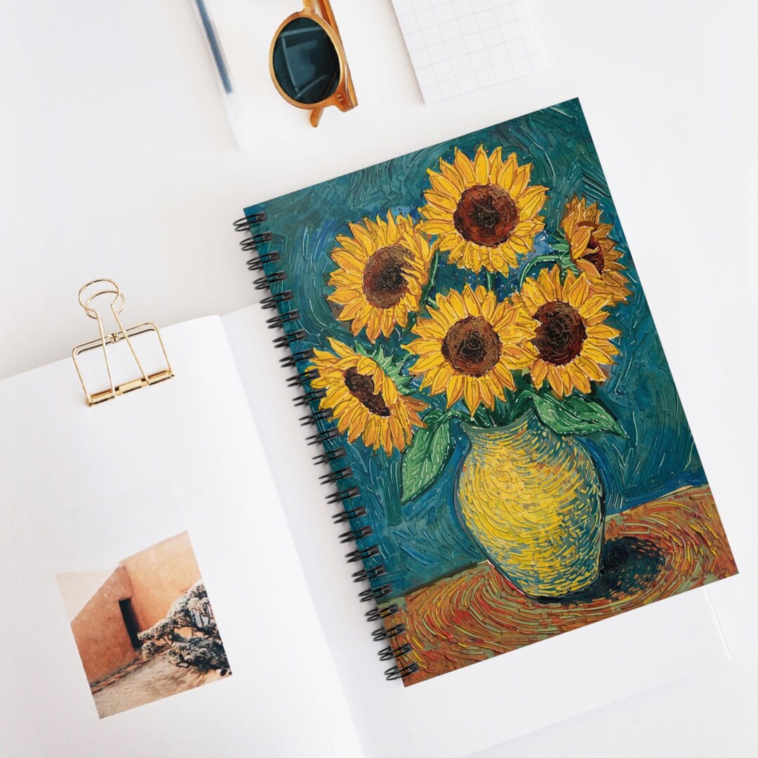 Sunflowers in Vase Spiral Notebook | Ruled Lined Journal - Etsy