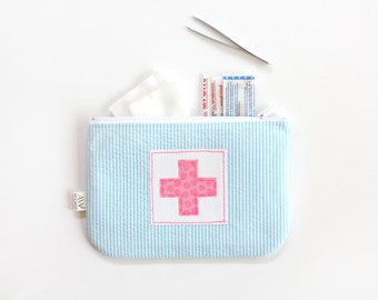 First Aid Zipper Pouch, Cosmetic Bag, Women's Accessories, Diaper Bag, Kids, Make up Pouch, Camping, Bath Accessories, Bath and Beauty