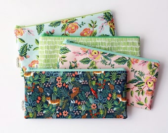 Jungle Print Zipper Pouch: Cotton Pencil Case, Cosmetic Bag