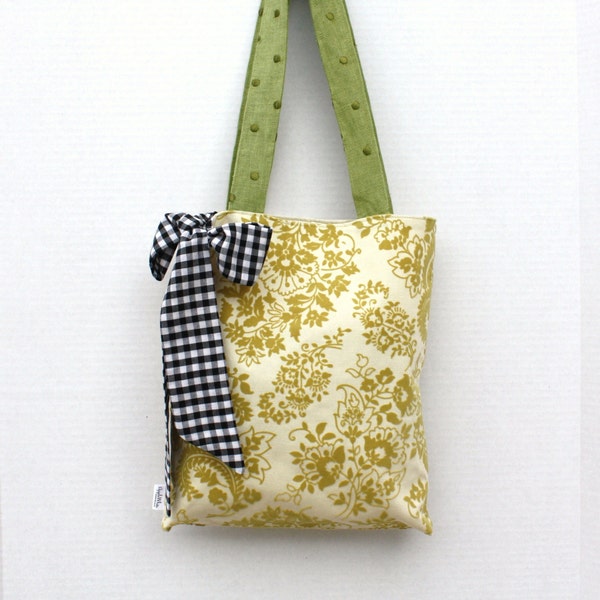 Reserved For Edith- Green Floral Brocade Tote Bag