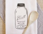 Tea Towel  Vintage Mason Jar Tea Towel Flour Sack Towel Kitchen Cotton Towel Home Decor Gift