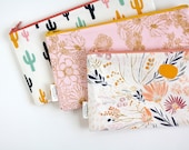 Zipper Pouch, Cactus, Floral, Pencil Pouch, College, Teen, Back To School, Make Up Bag, Travel Bag, Pencil Bag, Cosmetics  organizer