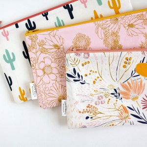 Zipper Pouch, Cactus, Floral, Pencil Pouch, College, Teen, Back To School, Make Up Bag, Travel Bag, Pencil Bag, Cosmetics organizer image 1