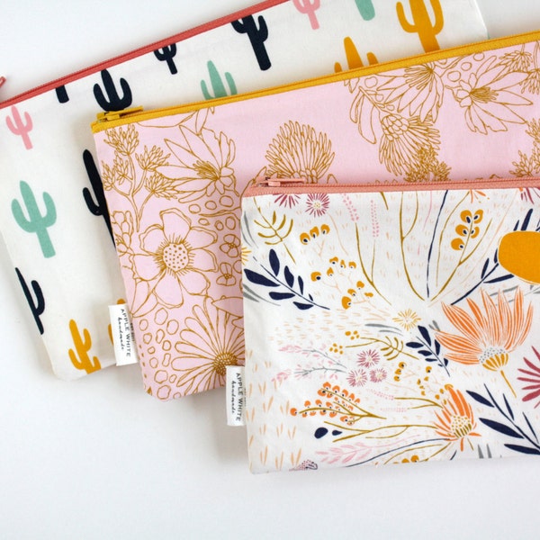 Zipper Pouch, Cactus, Floral, Pencil Pouch, College, Teen, Back To School, Make Up Bag, Travel Bag, Pencil Bag, Cosmetics  organizer