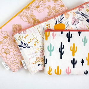 Zipper Pouch, Cactus, Floral, Pencil Pouch, College, Teen, Back To School, Make Up Bag, Travel Bag, Pencil Bag, Cosmetics organizer image 2