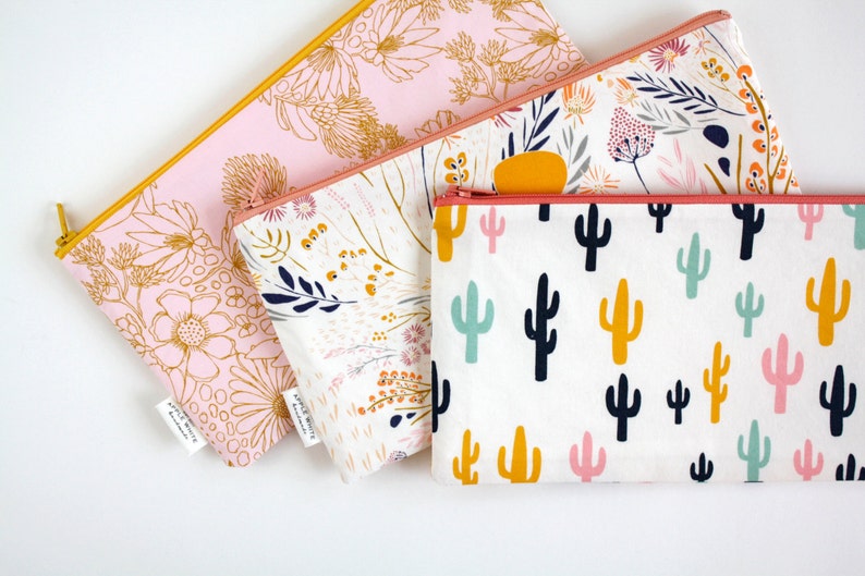 Zipper Pouch, Cactus, Floral, Pencil Pouch, College, Teen, Back To School, Make Up Bag, Travel Bag, Pencil Bag, Cosmetics organizer image 2