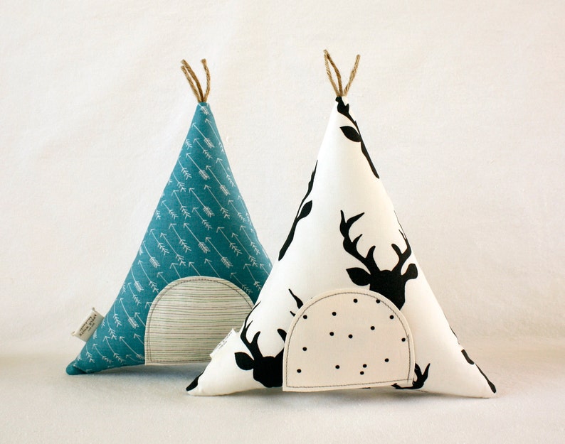 Tooth Fairy Pillow, Gift for Kids, Teepee, Stuffed Toy, Boho Kids, Arrows, Deer, Antler, Kids Room Decor, Childrens Toy, Keepsake, Tipi image 1