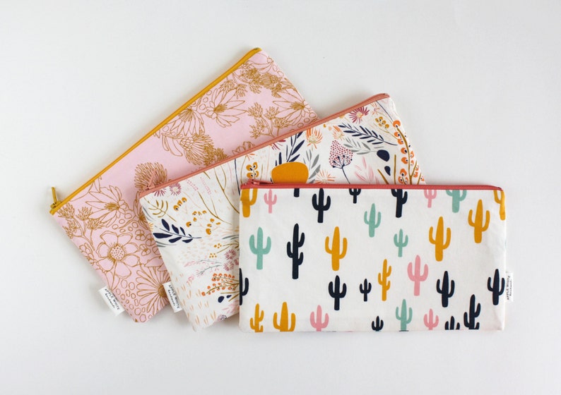 Zipper Pouch, Cactus, Floral, Pencil Pouch, College, Teen, Back To School, Make Up Bag, Travel Bag, Pencil Bag, Cosmetics organizer image 3