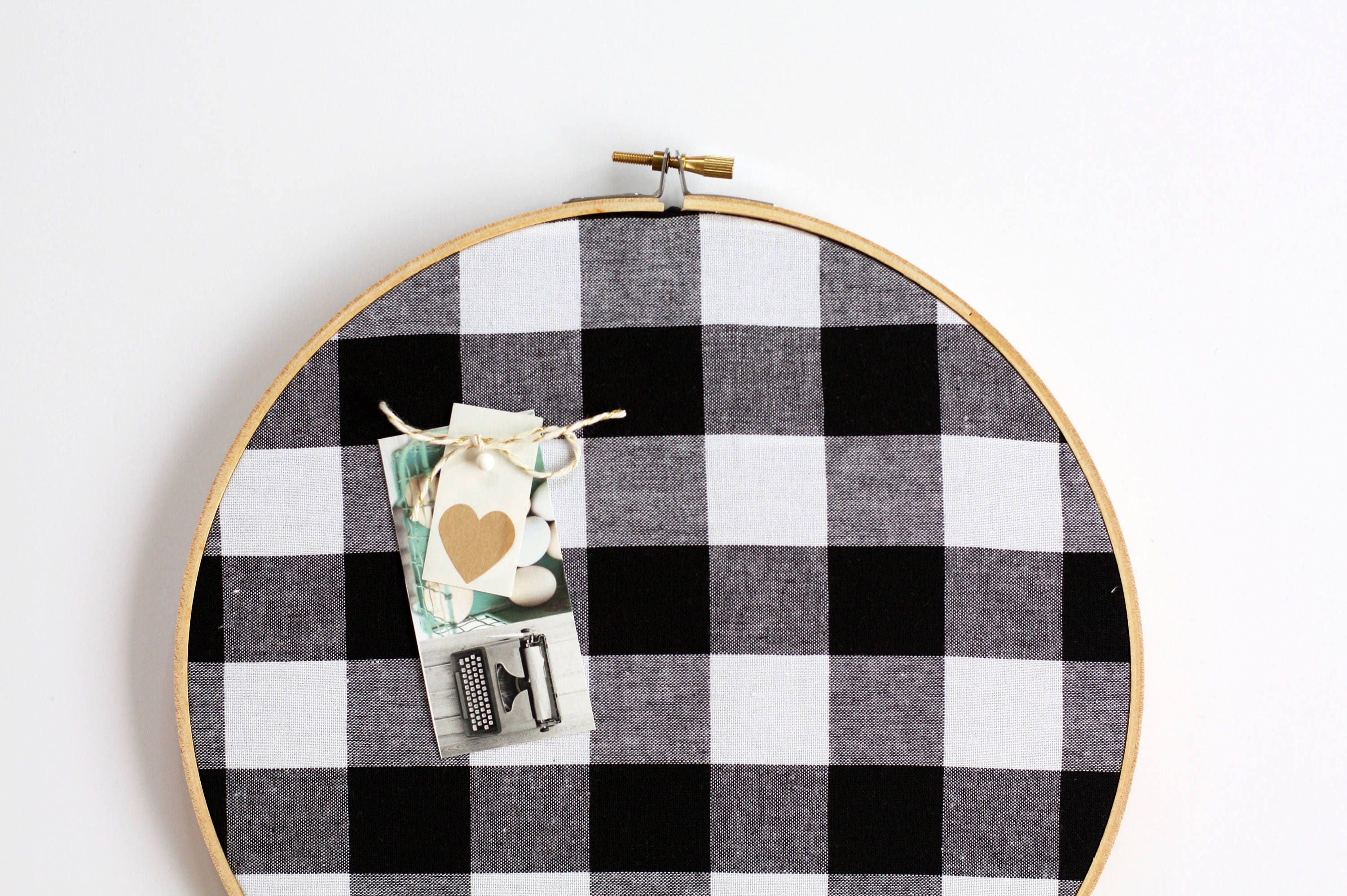 Gingham Cork Board Memo Board Embroidery Hoop Office Decor Etsy