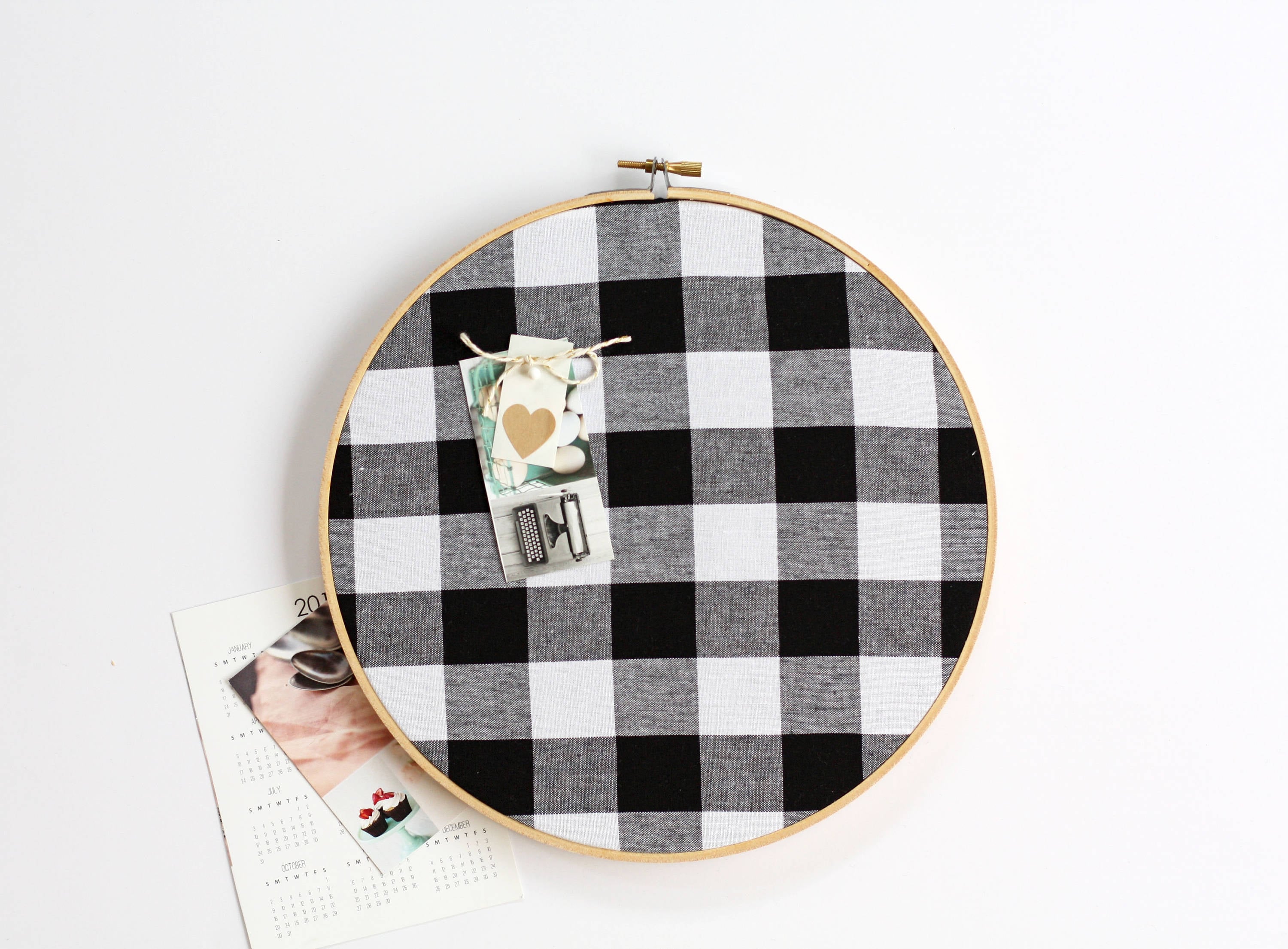 Gingham Cork Board Memo Board Embroidery Hoop Office Decor Etsy