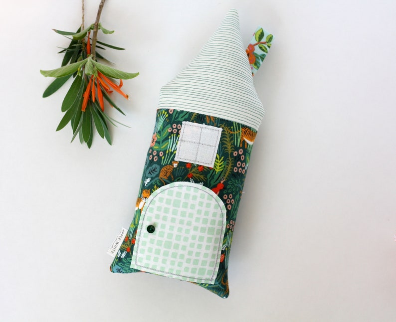 Jungle Nursery Decor, Tooth Fairy Pillow, Fairy Door, Jungle , Green Plants, Kids Toy, Keepsake, Monkey, Tiger, Kids Decor, Childrens Gifts image 1