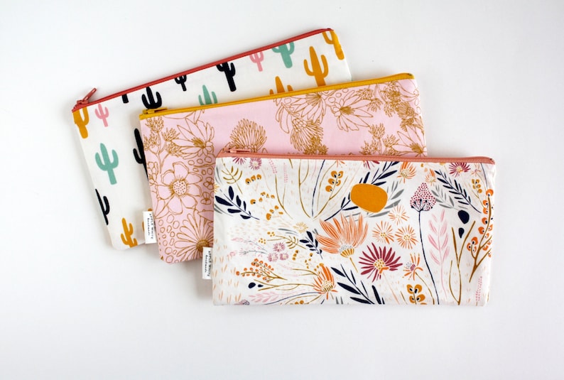 Zipper Pouch, Cactus, Floral, Pencil Pouch, College, Teen, Back To School, Make Up Bag, Travel Bag, Pencil Bag, Cosmetics organizer image 5