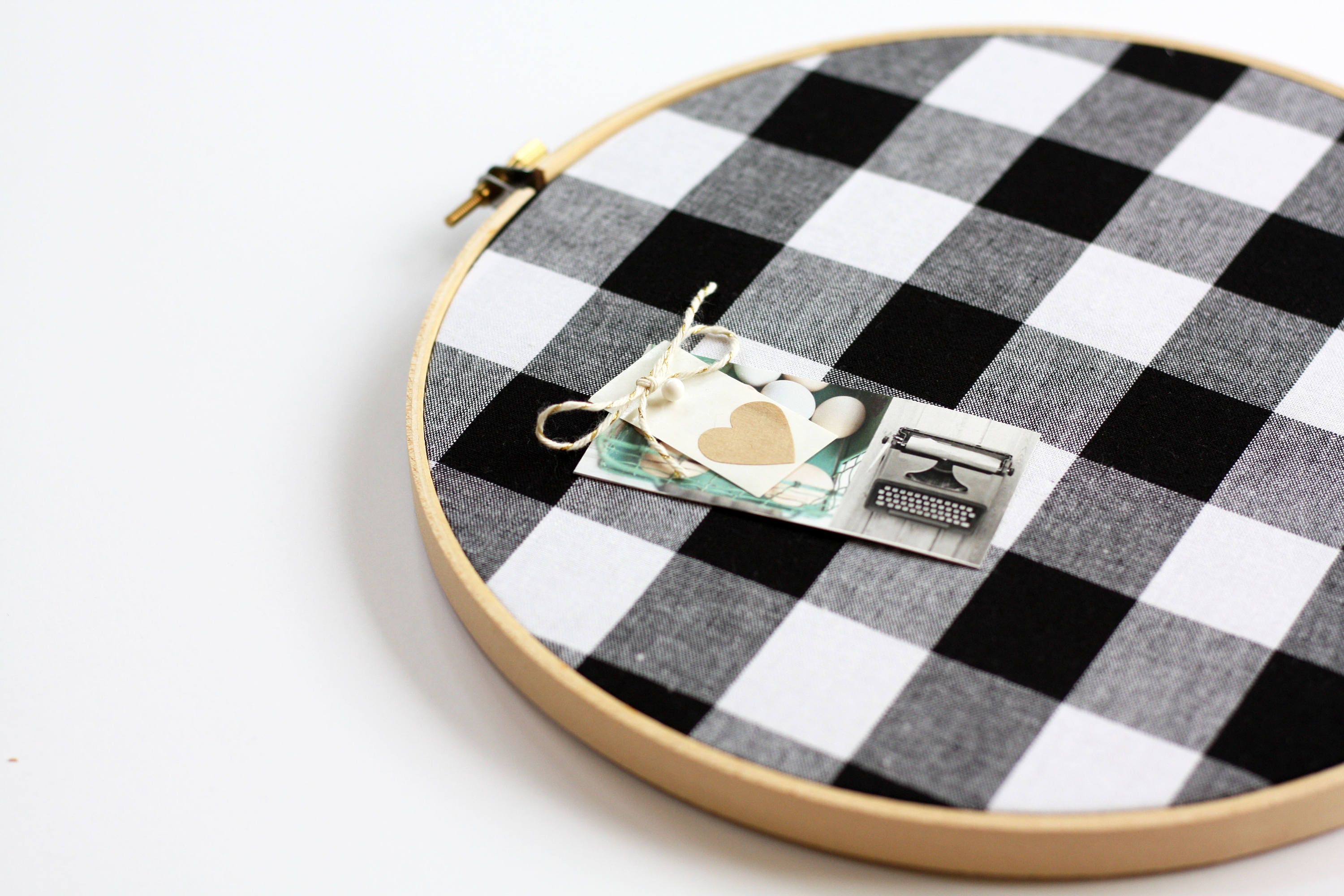 Gingham Cork Board Memo Board Embroidery Hoop Office Decor Etsy